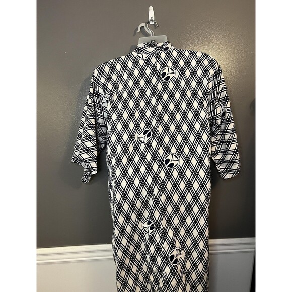 Vintage Japanese Yukata Kimono Robe Mens Large Black White Geometric Pattern 90s - Picture 7 of 8